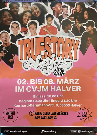 Truestory-Nights vom 2. &ndash; 6.M&auml;rz im CVJM Halver