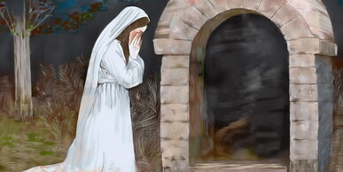 Maria stand vor dem Grab und weinte